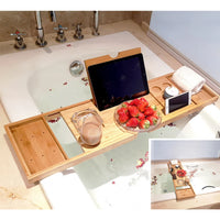 TUBLORA - Extendable Bamboo Bath Caddy for Calm, Organized Soaking