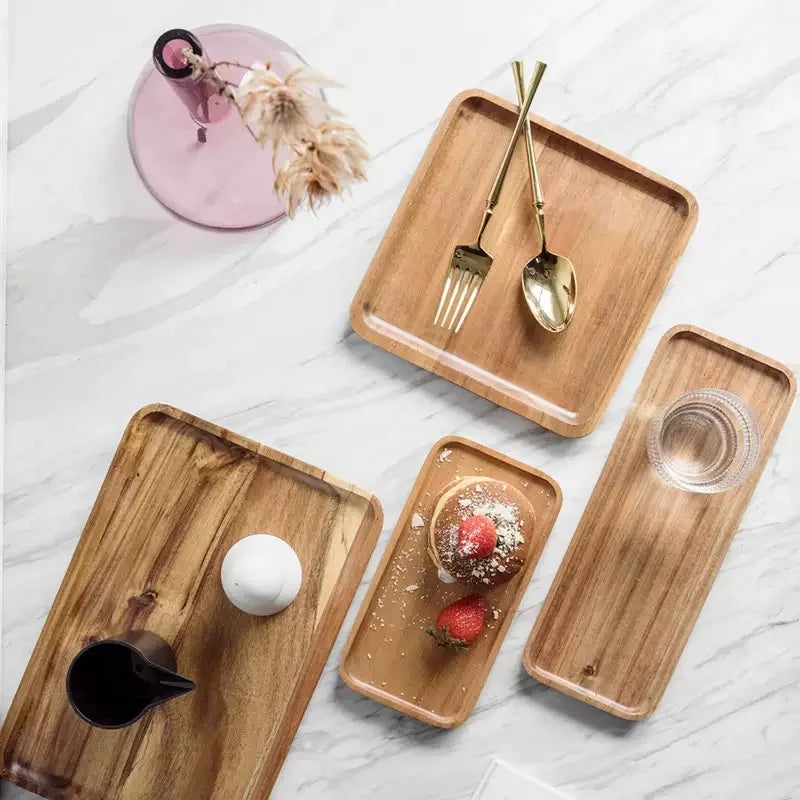 ACAVORA - Acacia Wood Serving Tray for Elegant Table Displays