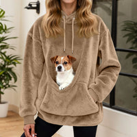 Hot Sale Hoodie Womens Fall And Winter Fleece Pet Pocket Hooded Sweatshirt Funny Pullover Top Cat And Dog Holder Carrier Hoodies