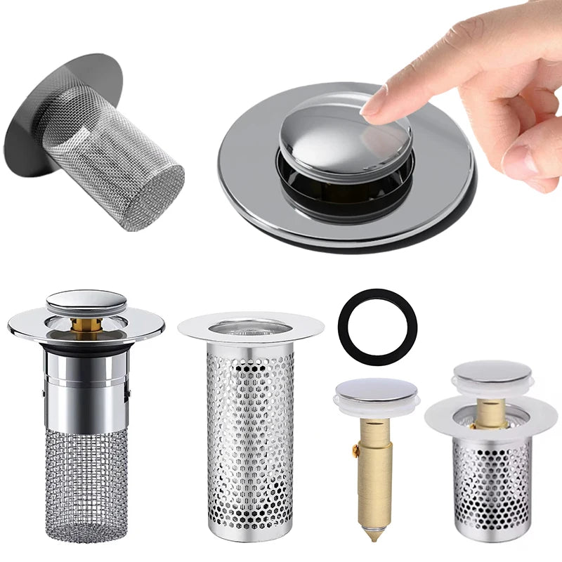 PLUVENA - Pop-Up Sink Stopper That Blocks Odors and Catches Hair
