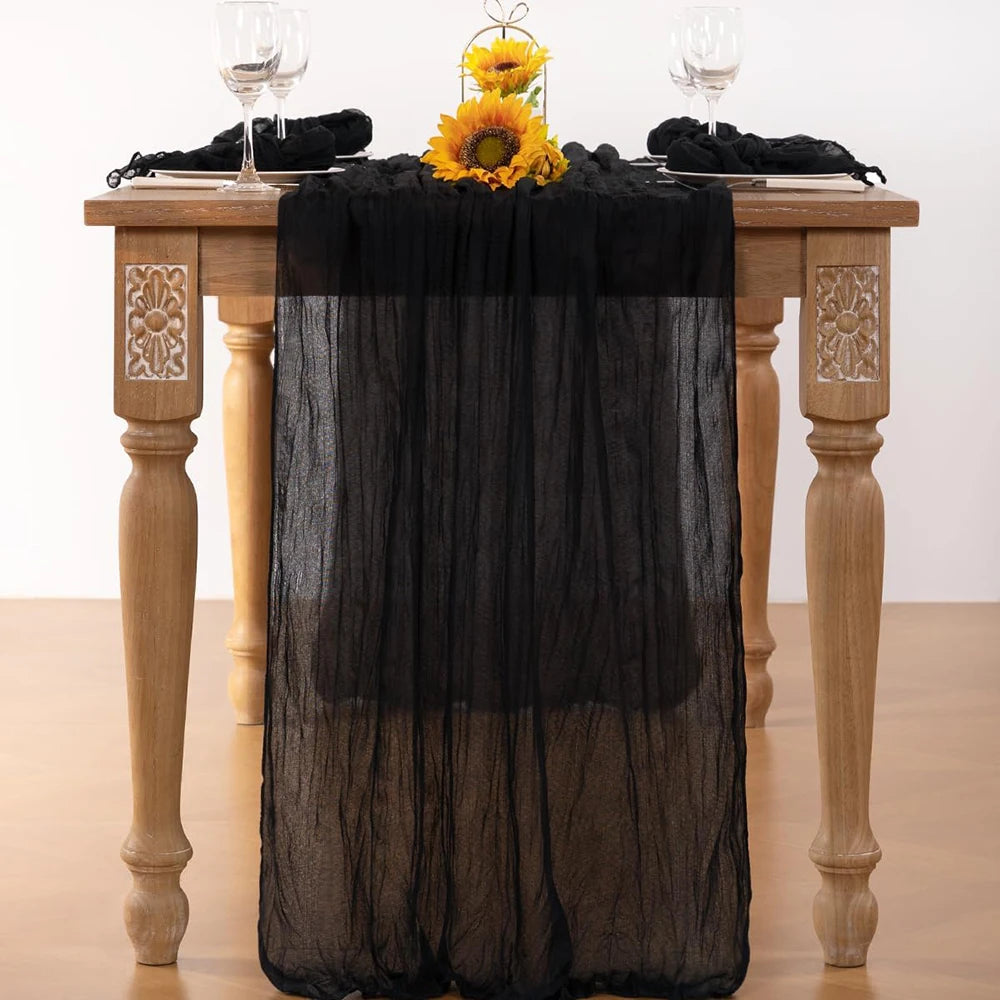 LILAVIA - Lilac Gauze Table Runner for Soft Bohemian Tablescapes