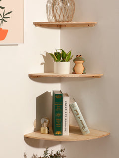 CORVYNE - Solid Pine Corner Shelf for Artful Space-Saving Display