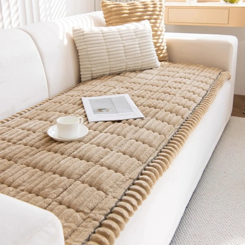 QUILVANE - Striped Flannel Sofa Pad for Warmth and Striking Style