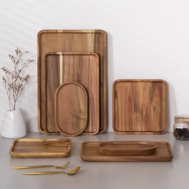 ACAVORA - Acacia Wood Serving Tray for Elegant Table Displays