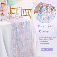Sequin Iridescent Table Runner Boho Table Runners Glitter Sequin Tablecloth for Party Wedding Summer Mermaid Birthday Decoration