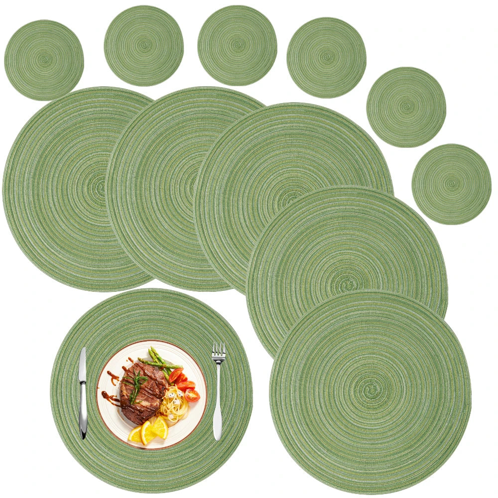 WEVLYRA - Braided Placemat and Coaster Set for Table Protection