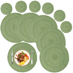 WEVLYRA - Braided Placemat and Coaster Set for Table Protection