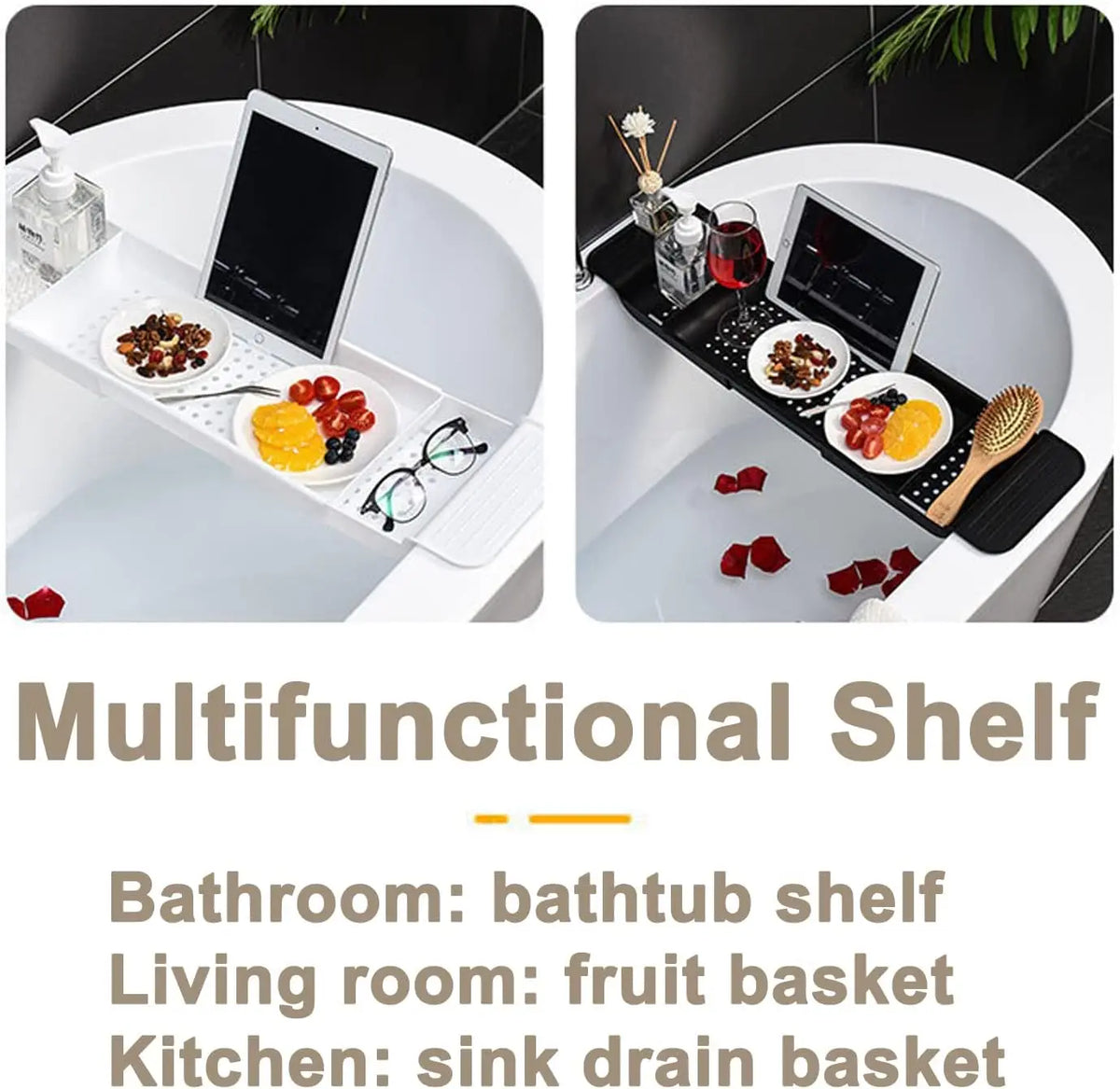 TUBELYN - Expandable Bath Caddy for Dry, Organized Tubside Storage