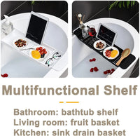 Expandable Drain Bath Shelf Caddy Tray Multifunctional Plastic Bathtub Tray Bathroom Organizer Simple Stylish Bathtub Storage
