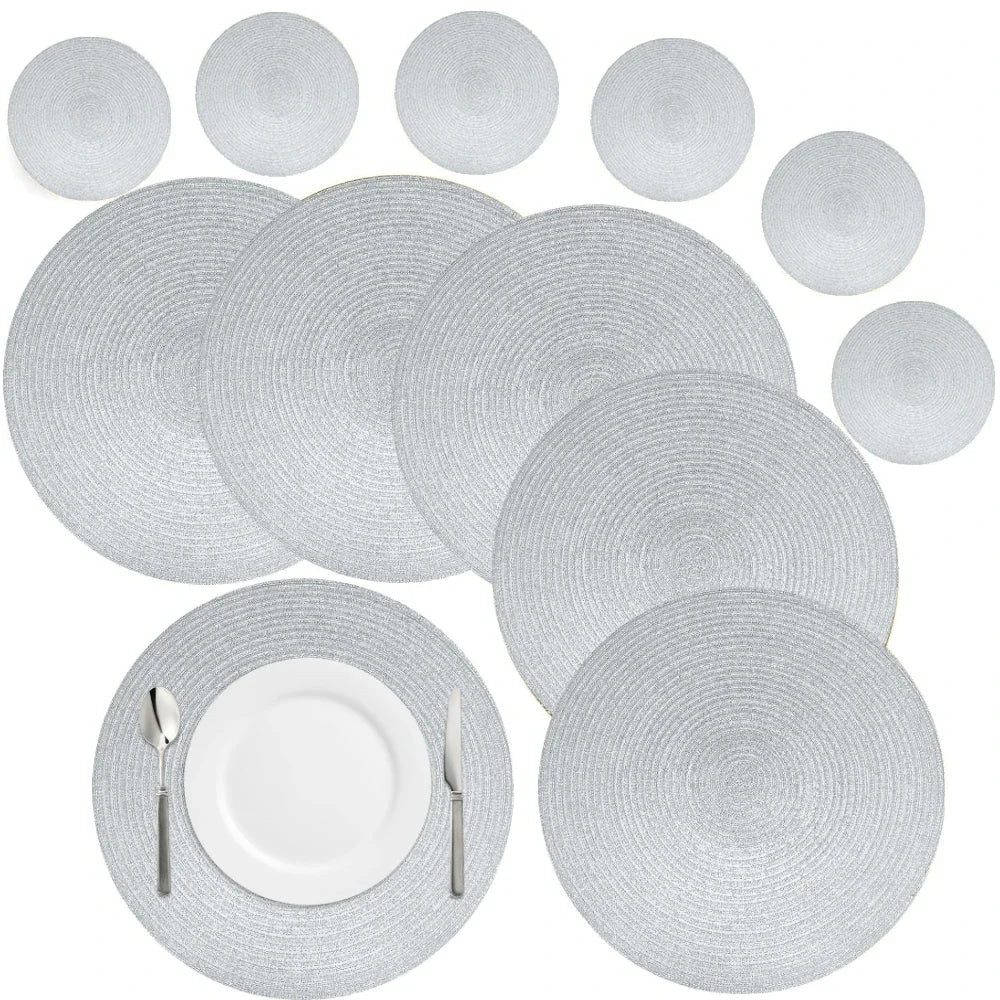 WEVLYRA - Braided Placemat and Coaster Set for Table Protection