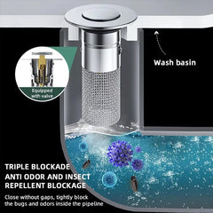 PLUVORA - Press-Type Basin Drain Stopper for Clog-Free Cleaning