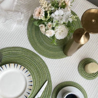 Nordic Style Imitation Cotton Yarn Placemat Round Ramie Woven Coaster Insulation Dish Mat Household Anti-scald Mat