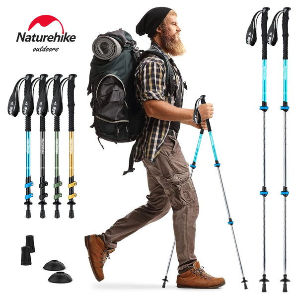 Naturehike Hiking Poles Three Sections Of Aluminum Pole For Mountaineering Hiking Skiing Travel Poles Climbing Trekking Pole