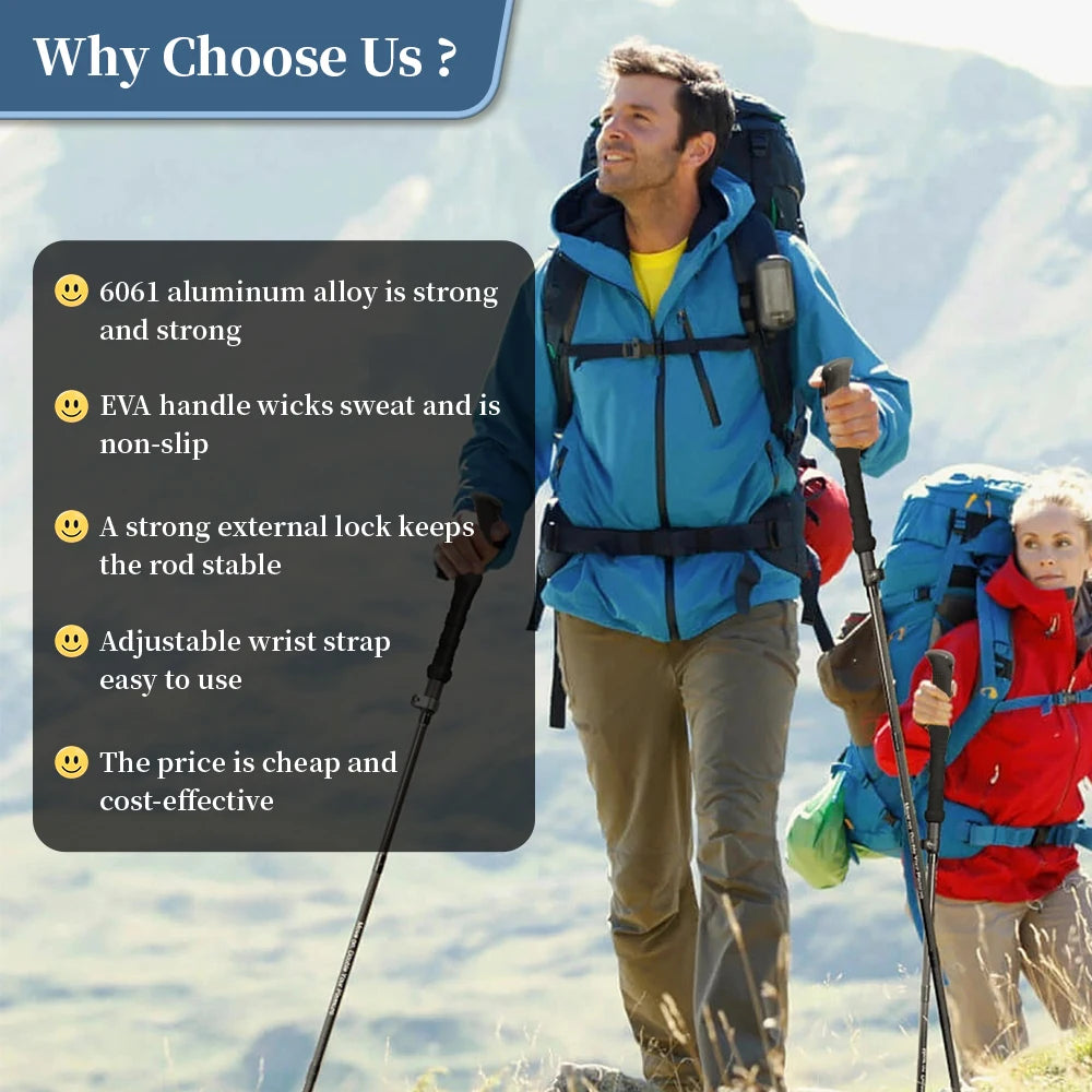 ALVYRA - Three-Section Aluminum Trekking Poles for Stable Trail Support