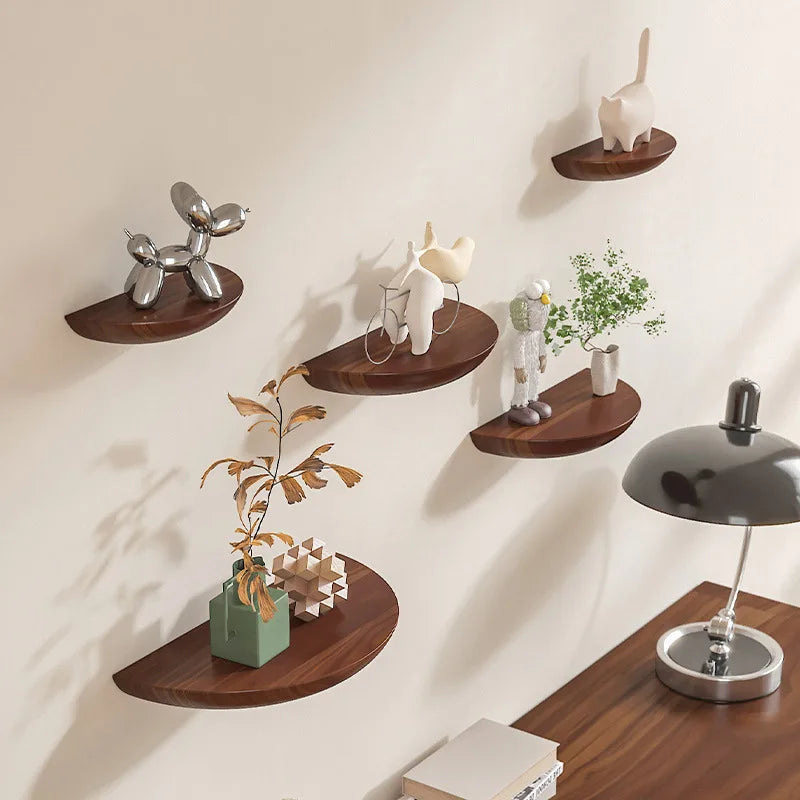 CIRVAYA - Solid Wood Semicircle Shelf for Artful Wall Storage