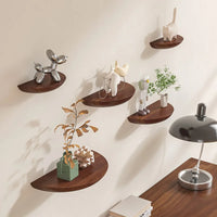 Solid Wooden Semicircle Wall Shelves Background Entryway Decorative Floating Organization Storage Holders Bedroom Kitchen Racks