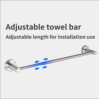 No Drill or Drill Retractable Towel Bar, 304 Stainless Steel Wall Mounted Towel Rack, Adjustable Hanging Drying Bar for Bathroom