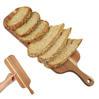 Wooden Charcuterie Board Large Serving Platter for Cheese Pizza Bread Appetizers with Handle Rustic Kitchen Cutting Board