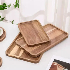 ACAVORA - Acacia Wood Serving Tray for Elegant Table Displays