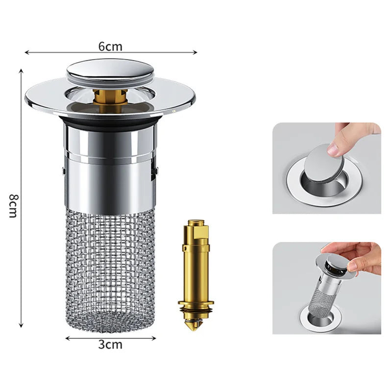 DRAIVEL - Polished Pop-Up Drain Stopper That Traps Hair and Prevents Clogs