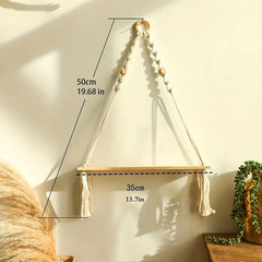 MACRIVA - Macrame Hanging Shelf for Displaying Plants and Decor