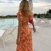 CALYVRA - Ruffled Floral Maxi Dress for Graceful Summer Style