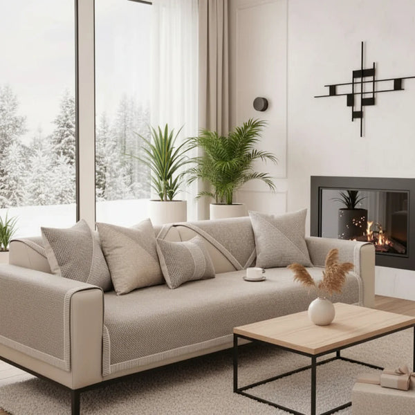 NATURWEFT – Non-slip cotton-linen sofa cover for all seasons