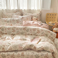 High Quality Cotton Luxury Floral Style Bedding Set 100% Cotton Duvet Cover Set 1 Duvet Cover 2 Pillow Shams Single/Double/King