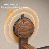Vintage Walnut Wood Towel Ring with Suction Cup Mount, No-Drill Wall-Mounted Bathroom Towel Holder, Stainless Steel Frame