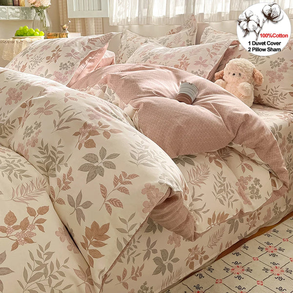 High Quality Cotton Luxury Floral Style Bedding Set 100% Cotton Duvet Cover Set 1 Duvet Cover 2 Pillow Shams Single/Double/King