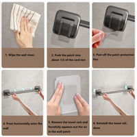 Space Aluminum Towel Rod Self-Adhesive No-Drilling Bathroom Kitchen Hand Towel Holder Plastic Base Sticky Installation