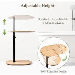 BAMVIRA - Adjustable Bamboo Bath Side Table for Relaxed Soaking