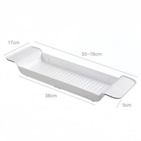Retractable Bathtub Caddy Tray-Adjustable Plastic Bath Tub Organizer,Non-Slip Bathroom Shelf for Shower Storage bathtub tray