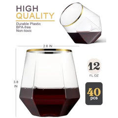 GLIMORA - Gold-Rim Stemless Cups for Shatter-Free Entertaining