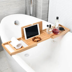 TRELUNE - Expandable Wooden Bathtub Caddy for Relaxed Soaking