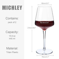 MICHLEY 2/4/6PCS Set Unbreakable Floating Plastic Wine Glass Goblet Transparent Tritan Plastic Wine Juice Drink Cup Pool Party