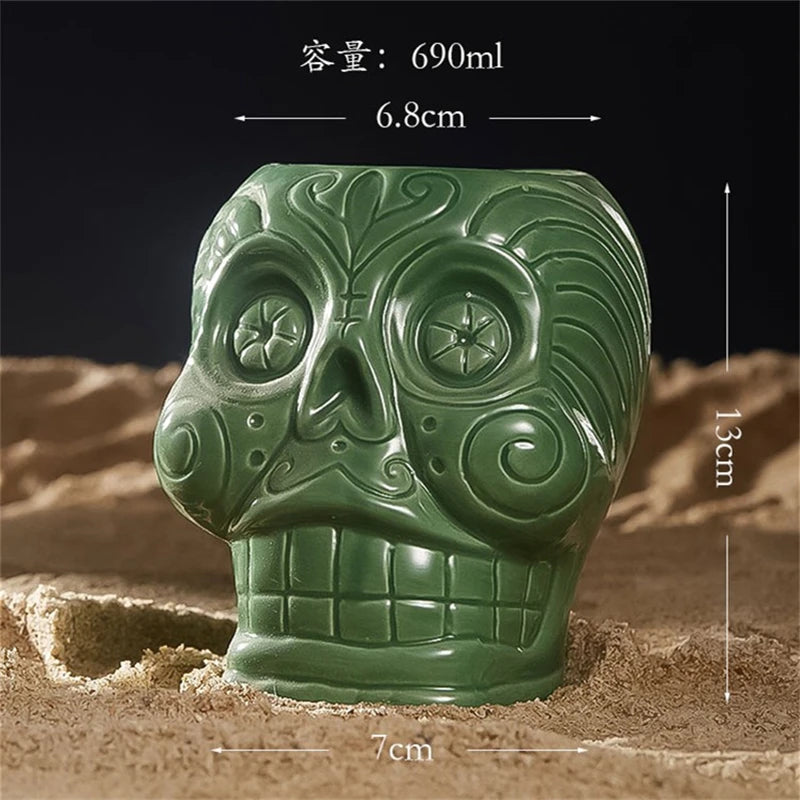 SKULVIA - Sculptural Ceramic Tiki Glass for Memorable Cocktails