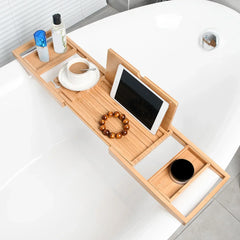 TRELUNE - Expandable Wooden Bathtub Caddy for Relaxed Soaking