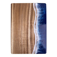 Wave Resin Acacia Cutting Board, Wooden Charcuterie Board for Meat/Fruit, Ocean Design Kitchen Chopping Block