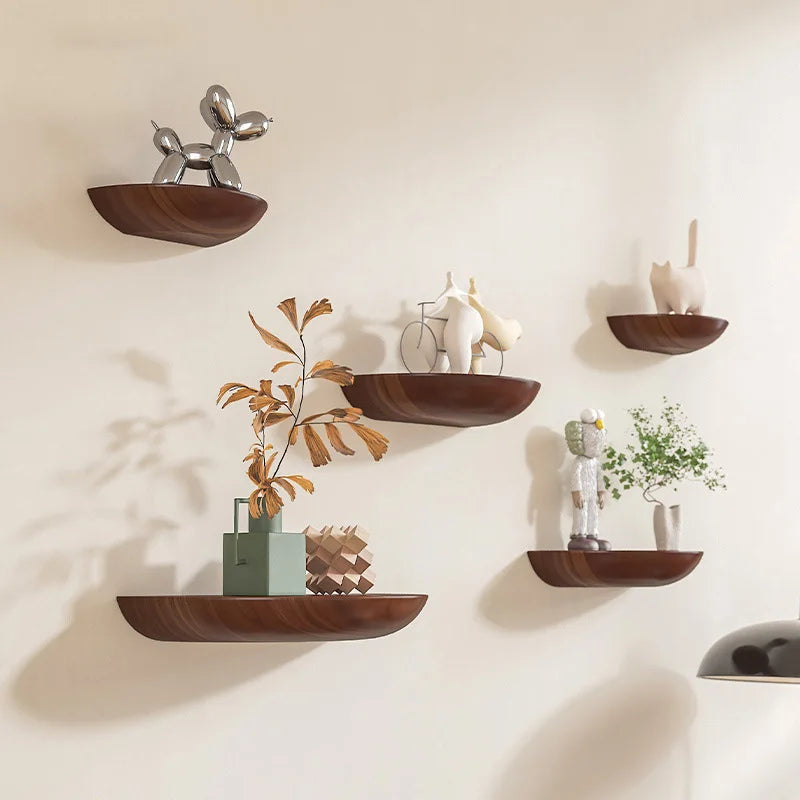 CIRVAYA - Solid Wood Semicircle Shelf for Artful Wall Storage