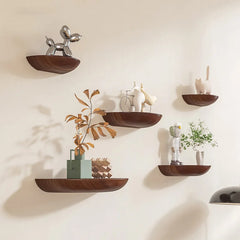 CIRVAYA - Solid Wood Semicircle Shelf for Artful Wall Storage