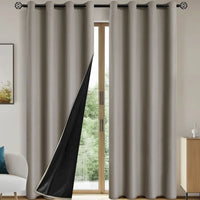 LUXEDRAPE - Modern 100% Blackout Curtains with Coated Lining for Bedroom & Living Room