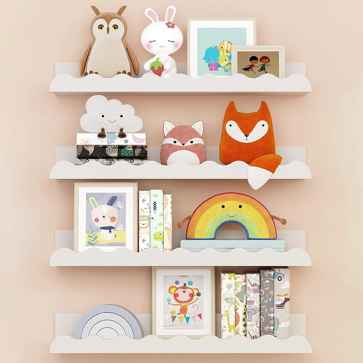 VELNORA - Wavy Floating Shelf for Sculptural Wall Storage