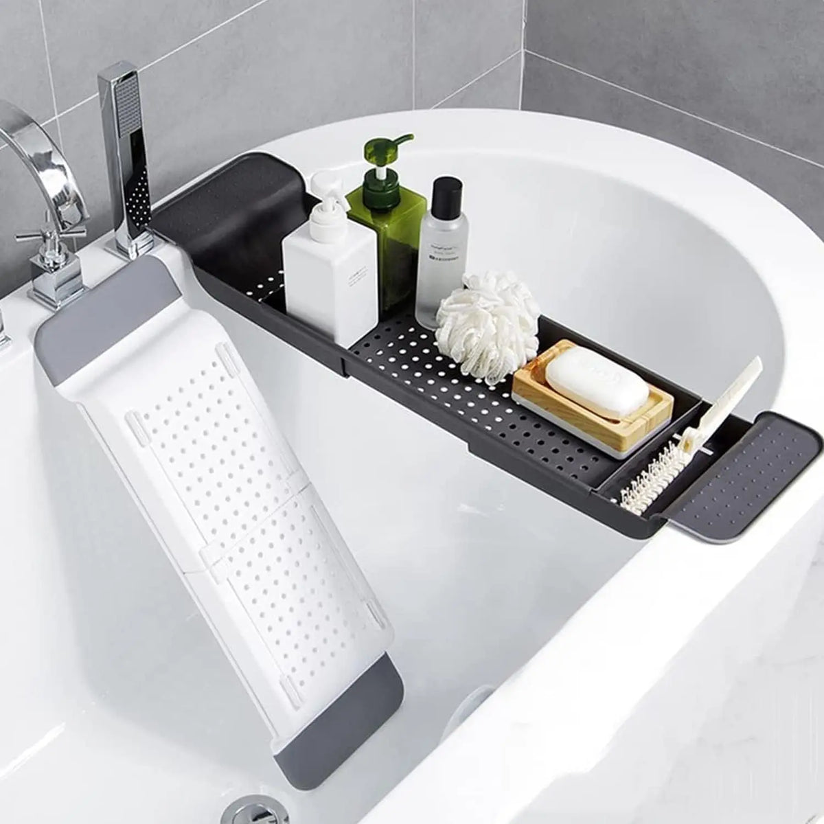 TUBELYN - Expandable Bath Caddy for Dry, Organized Tubside Storage