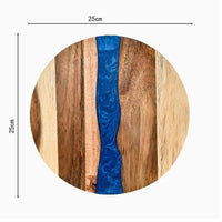 RESILORA - Round Wood And Resin Serving Board For Elegant Hosting