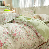 High Quality Cotton Luxury Floral Style Bedding Set 100% Cotton Duvet Cover Set 1 Duvet Cover 2 Pillow Shams Single/Double/King