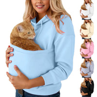 PAWNUVA - Pet Pocket Hoodie for Cozy Hands-Free Cat Carrying