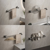 Space Aluminum Towel Rod Self-Adhesive No-Drilling Bathroom Kitchen Hand Towel Holder Plastic Base Sticky Installation