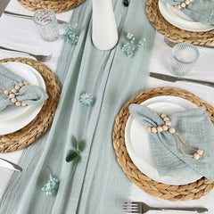 ROSAVEN - Textured Cotton Gauze Table Runner for Romantic Tables