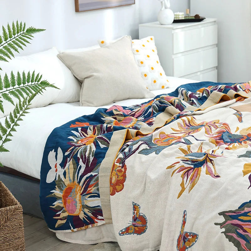 TAPELUNE - Floral Jacquard Throw for Statement Sofa Styling
